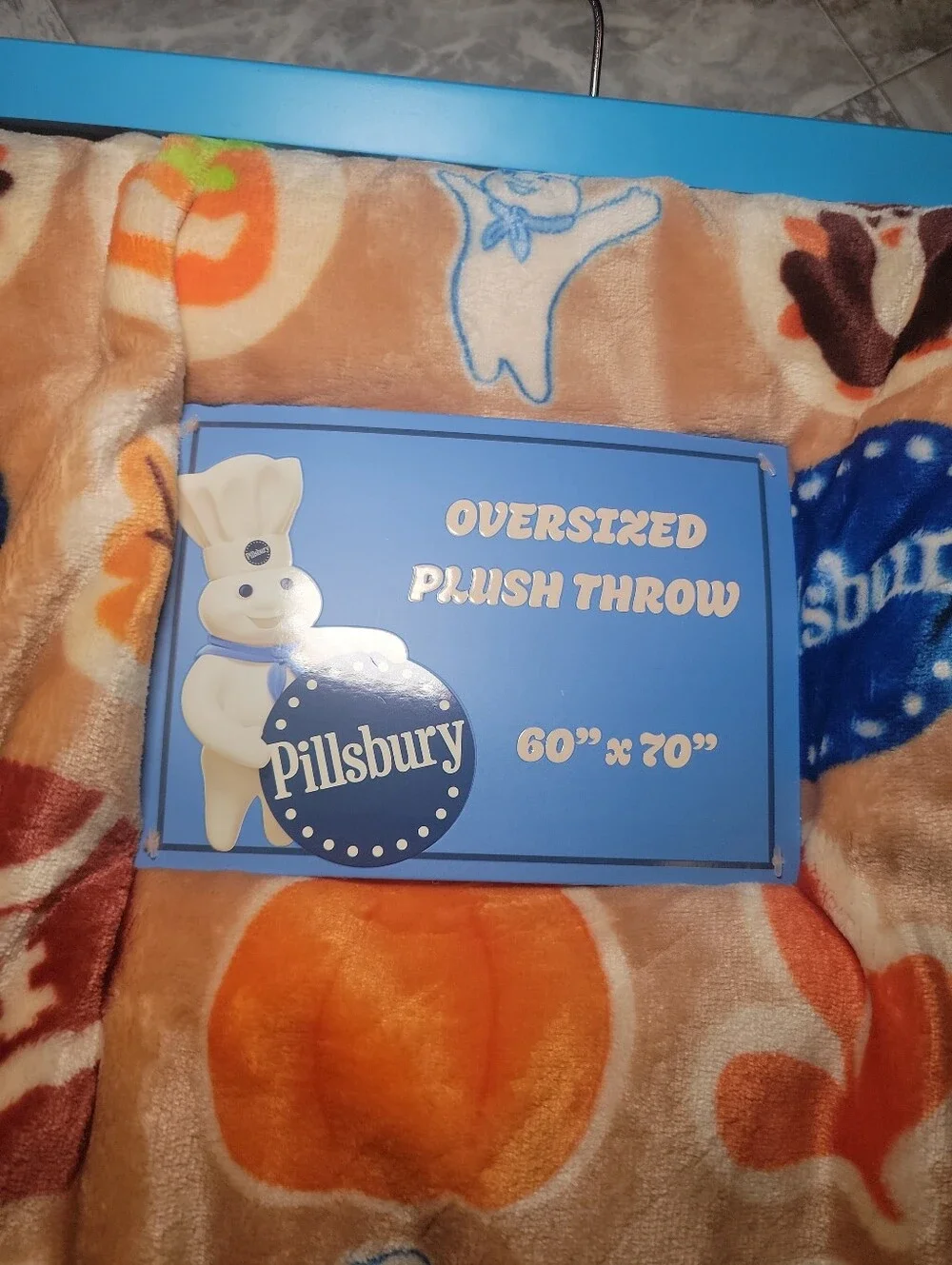 Pillsbury Doughboy Fall Halloween Thanksgiving Football PlushThrow Blanket 60x70